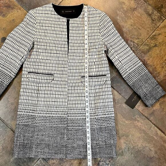 NWT Zara Basic Ombre Embro Open Front Collarless Jacket Medium - Picture 8 of 16